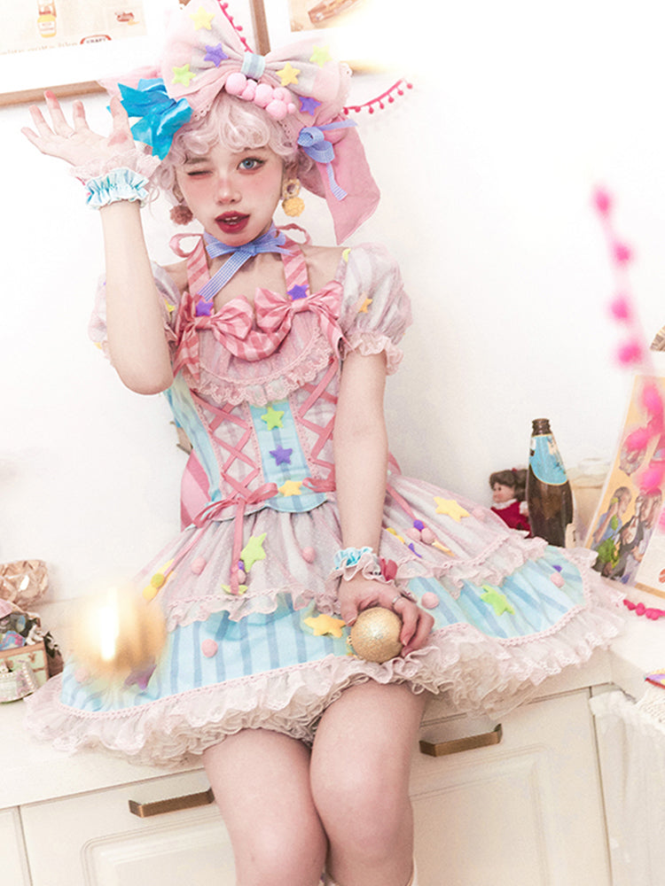 Rainbow Fluffy Dress & Headband SAK0017