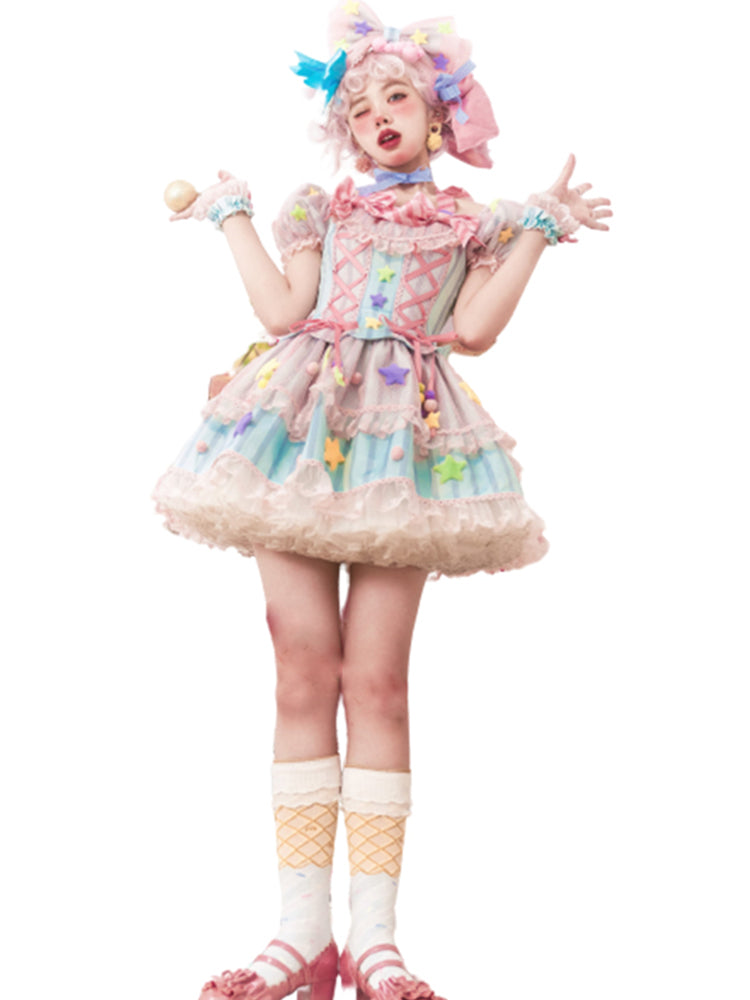 Rainbow Fluffy Dress & Headband SAK0017