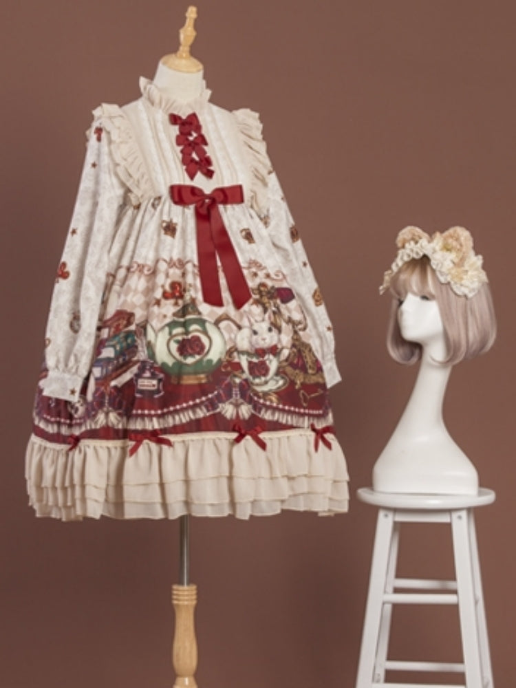 Cat Print Ribbon Lolita Dress CAT0019