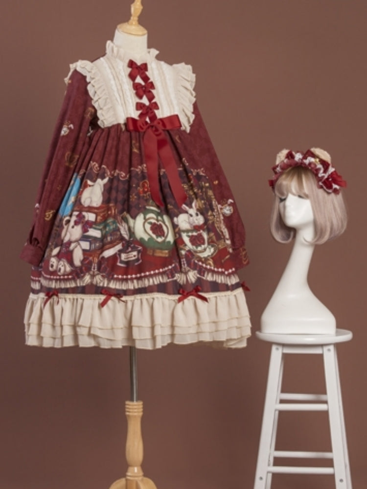 Cat Print Ribbon Lolita Dress CAT0019