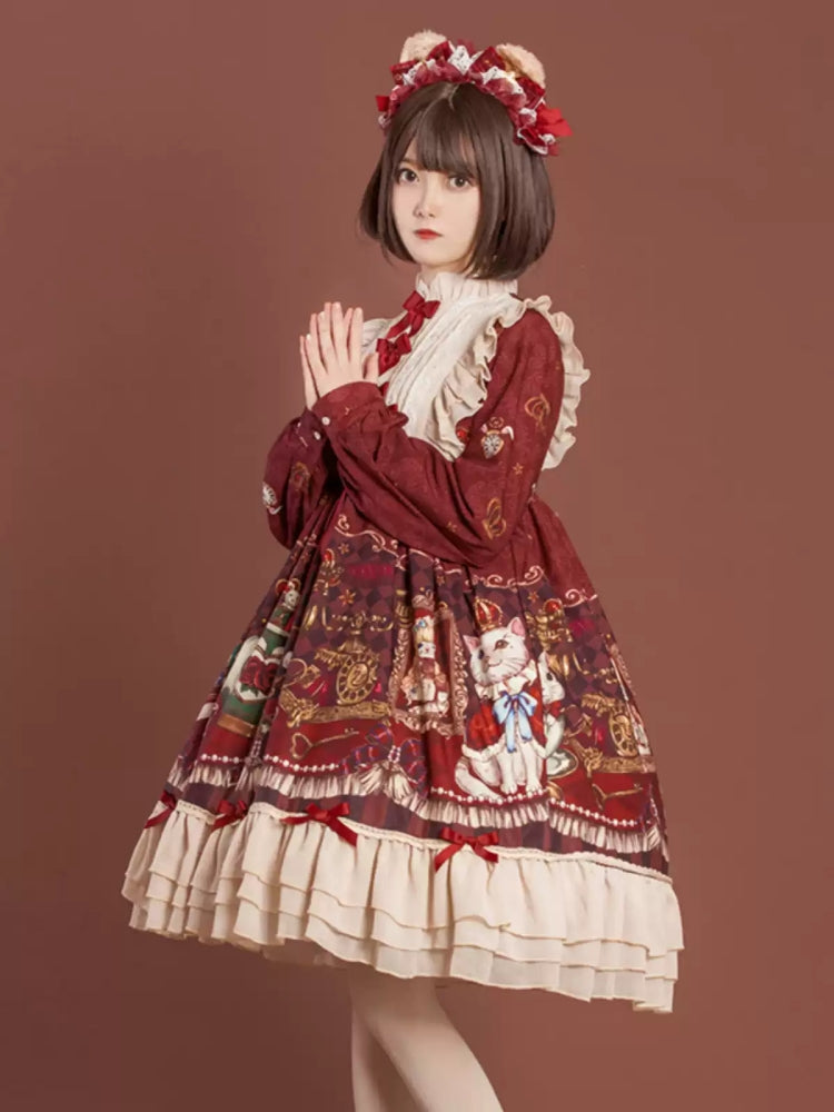 Cat Print Ribbon Lolita Dress CAT0019