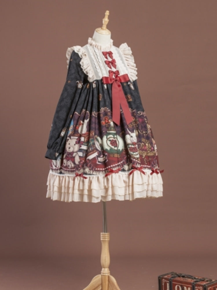 Cat Print Ribbon Lolita Dress CAT0019