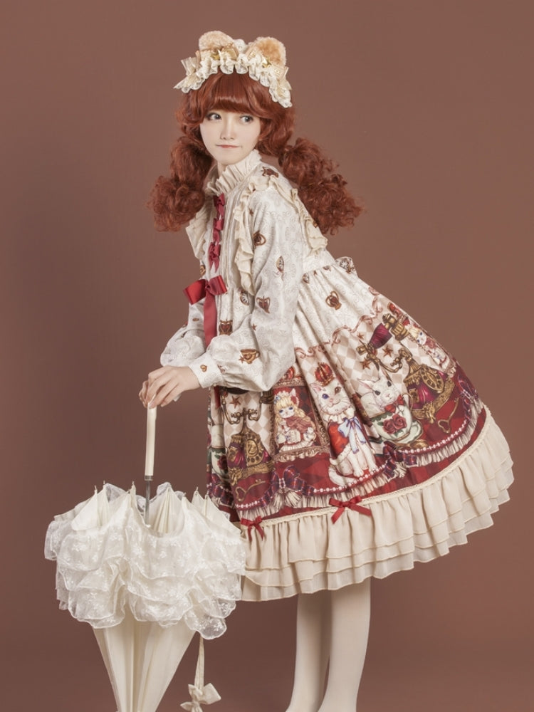 Cat Print Ribbon Lolita Dress CAT0019