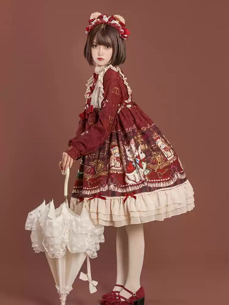 Cat Print Ribbon Lolita Dress CAT0019