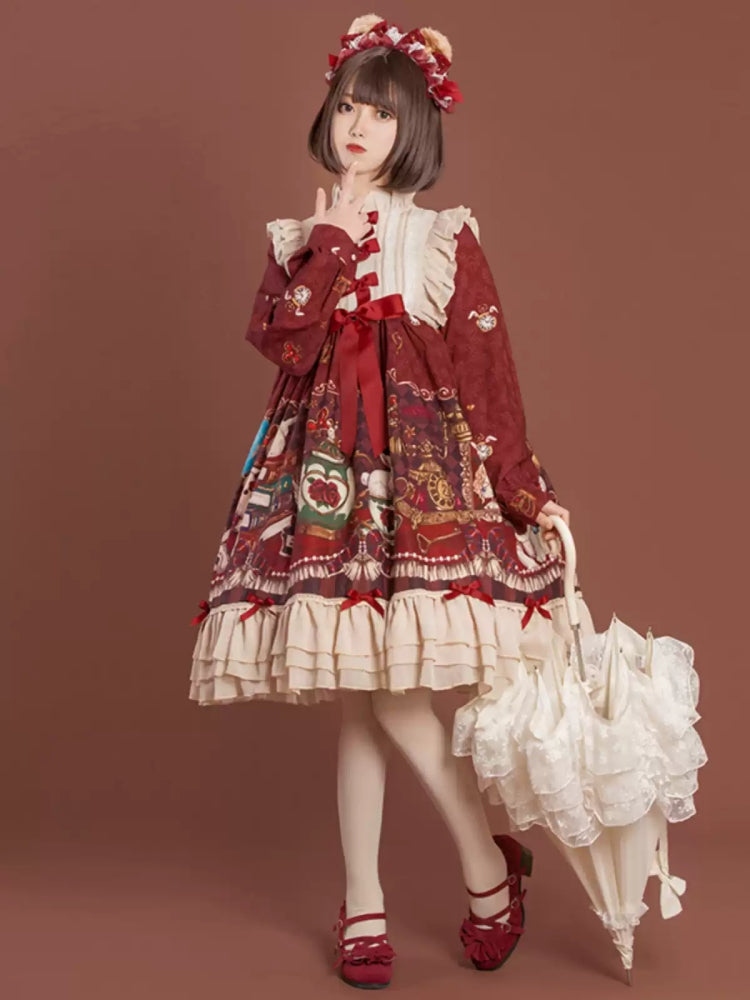 Cat Print Ribbon Lolita Dress CAT0019