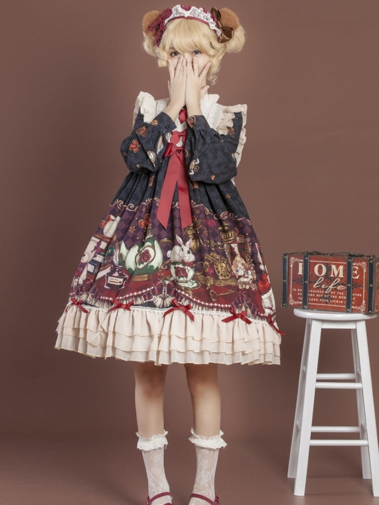 Cat Print Ribbon Lolita Dress CAT0019