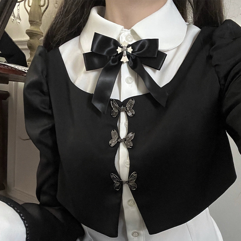 Gothic Style Black Long Skirt Slim Two-Piece Suit LAL0095