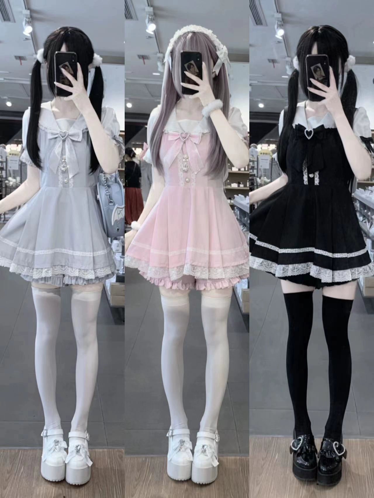 Sailor Collar Ribbon Mini Short Sleeve Dress KAN0005