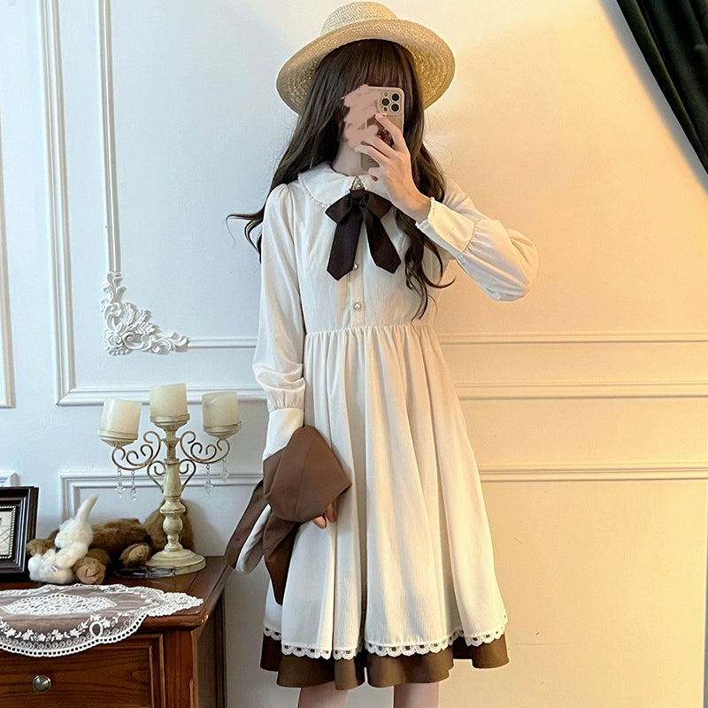 Apricot Color Doll Collar Dress LAL0090
