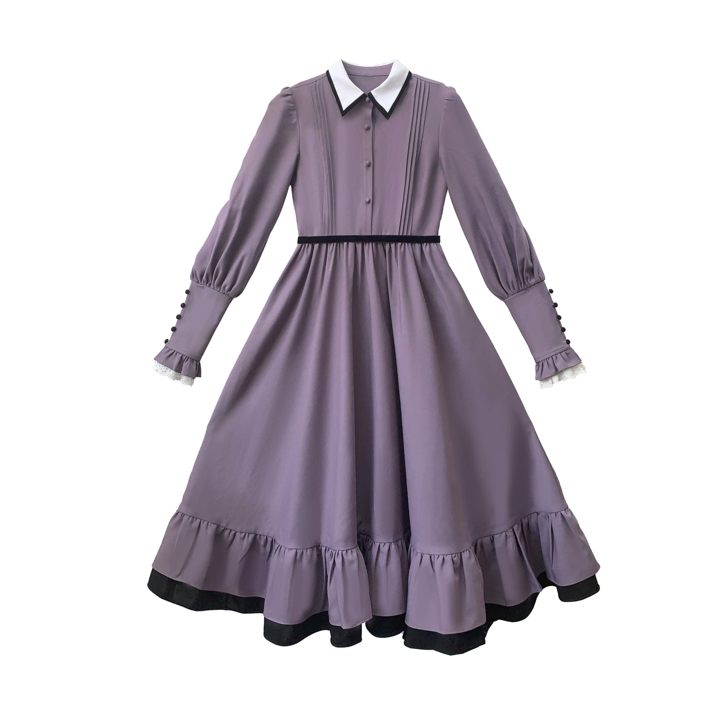 Gray, Purple, and Black Dress with Embroidered Mesh Overskirt Dress HUT0131