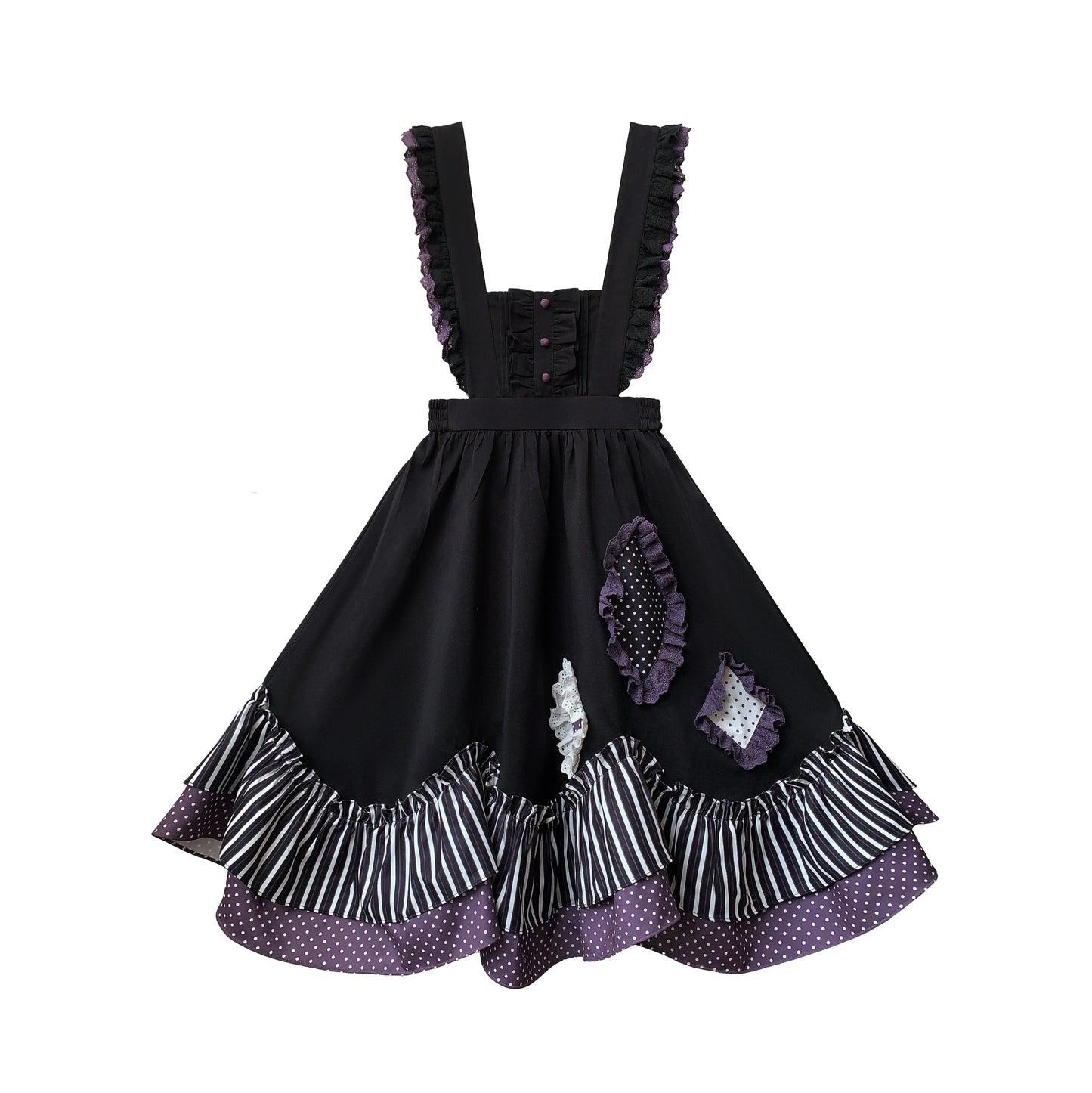Gray, Purple, and Black Dress with Embroidered Mesh Overskirt Dress HUT0131