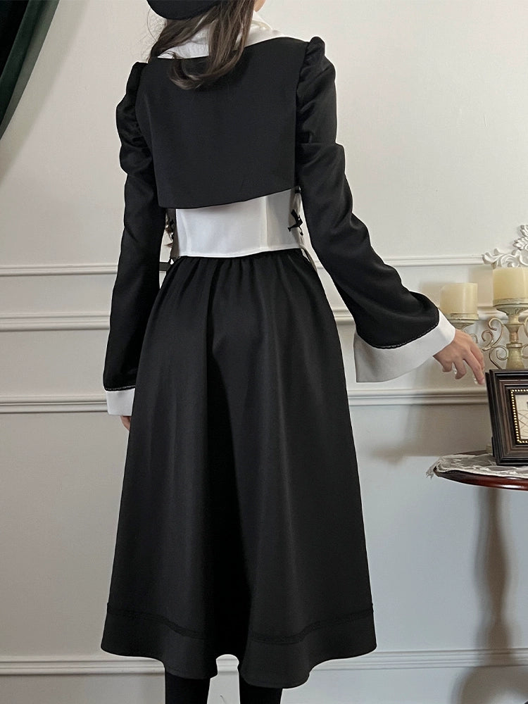 Gothic Style Black Long Skirt Slim Two-Piece Suit LAL0095