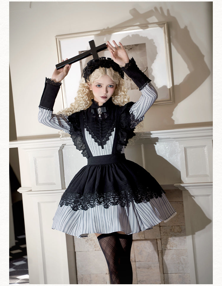 Gothic Nun Long and Short Apron Twin Dress WIT0280