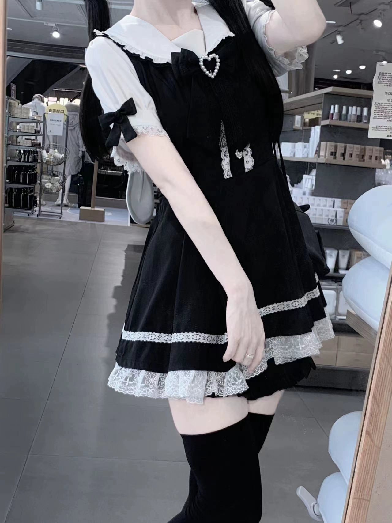 Sailor Collar Ribbon Mini Short Sleeve Dress KAN0005