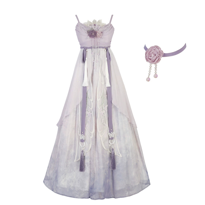 China Style Purple Lace Tops & Suspender Skirt YOU0053