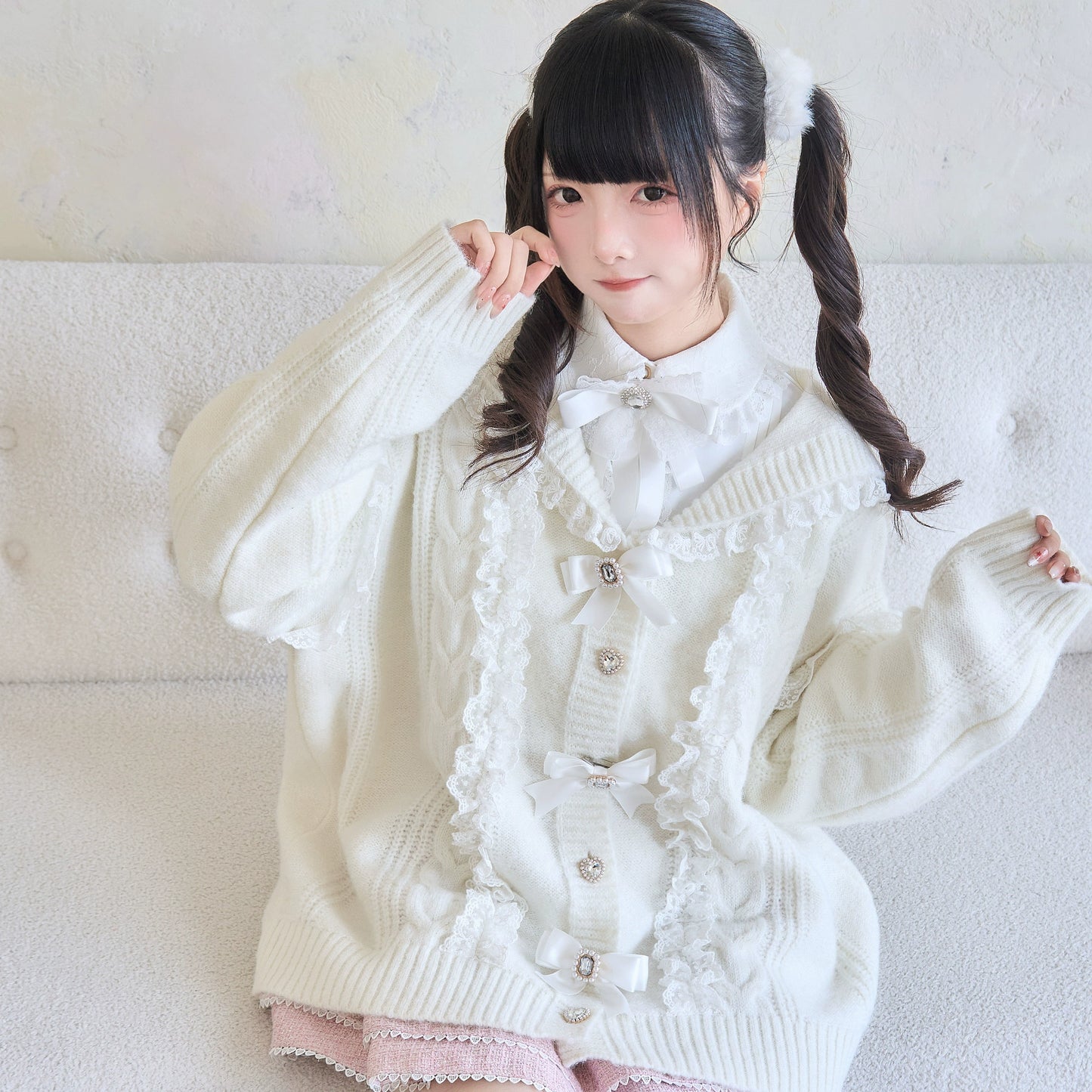 Ribbon Frill Knit Cardigan NOG0018