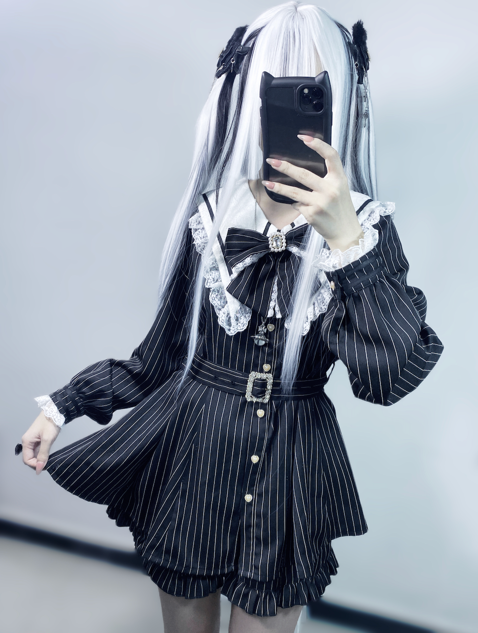 Waist Belt Checkered Dress MIL0006