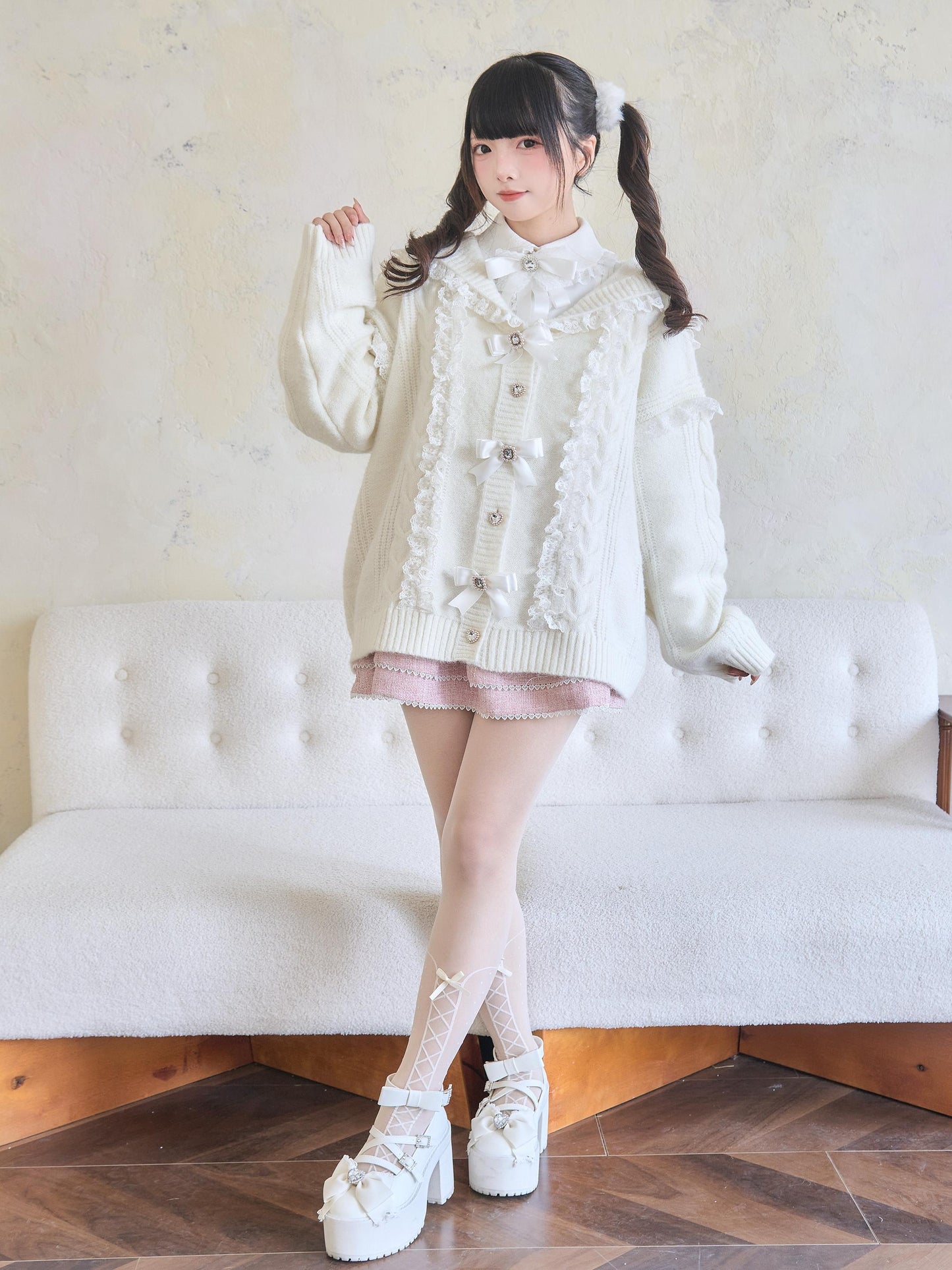 Ribbon Frill Knit Cardigan NOG0018