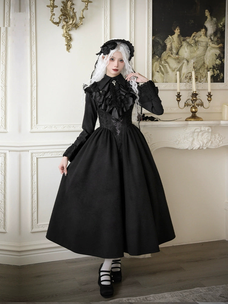 Gothic Cross Snake Pattern Embroidery Dress WIT0271