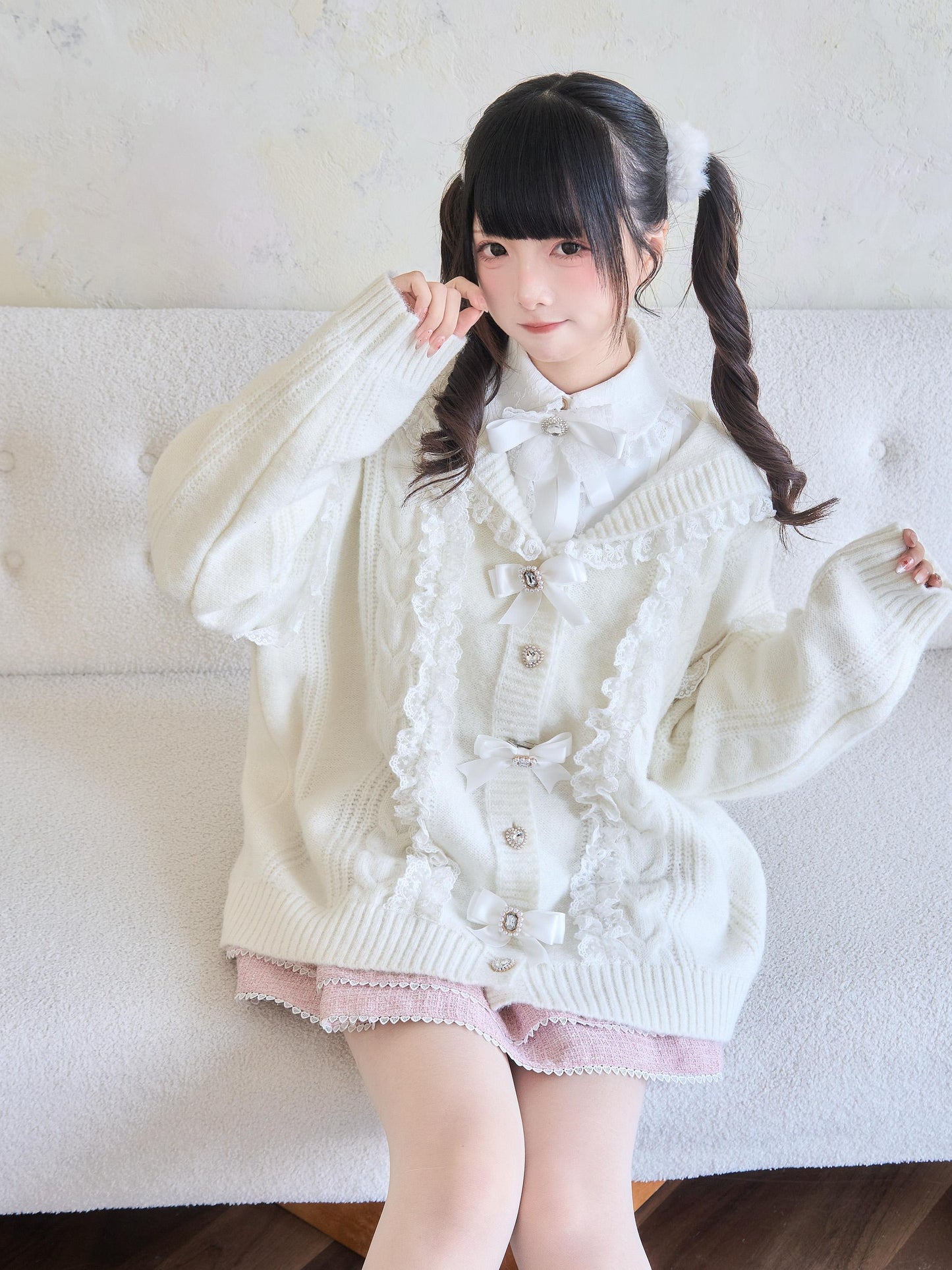 Ribbon Frill Knit Cardigan NOG0018
