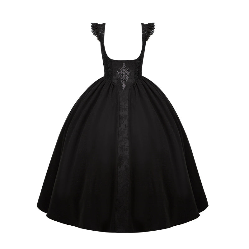 Gothic Cross Snake Pattern Embroidery Dress WIT0271