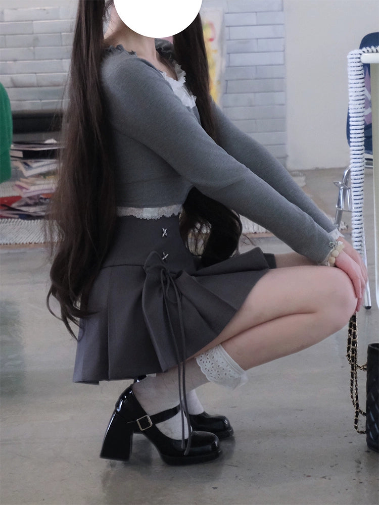 Lace Grape Pleated Skirt LAL0098