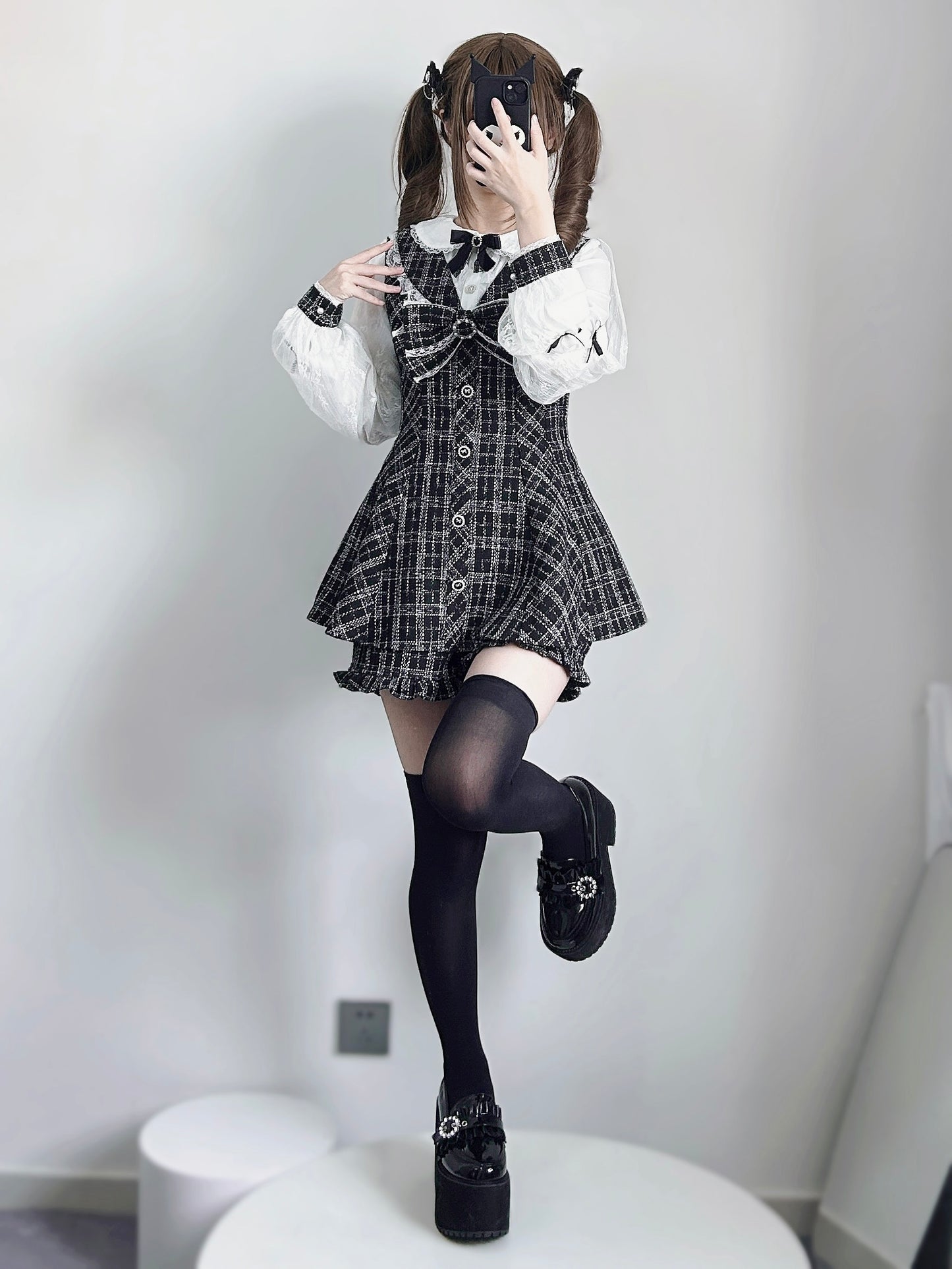 Black and White Tweed Mini Dress VIR0003