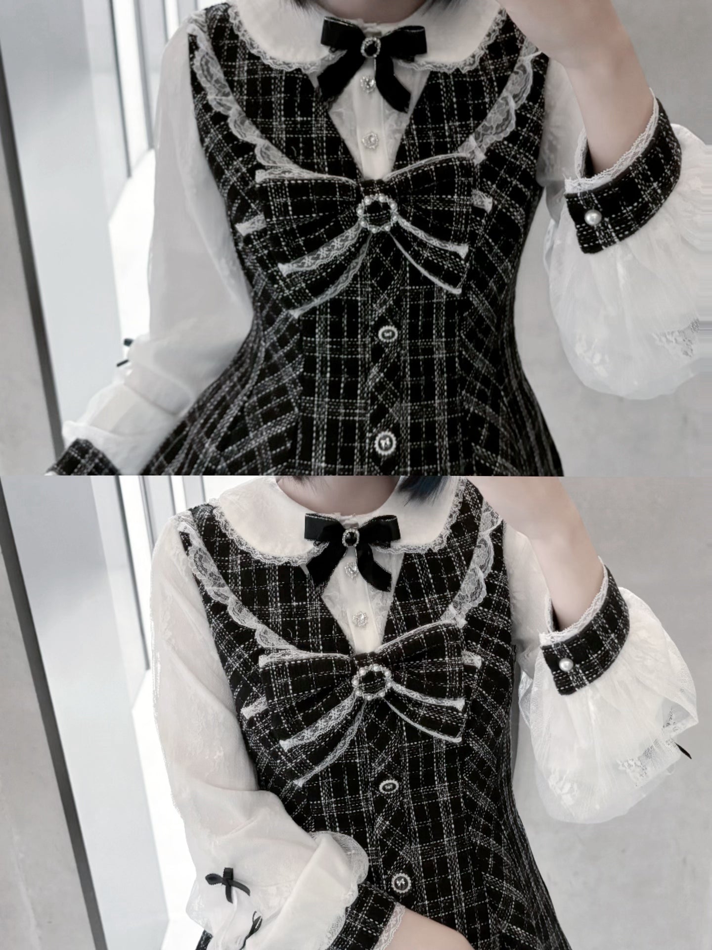 Black and White Tweed Mini Dress VIR0003