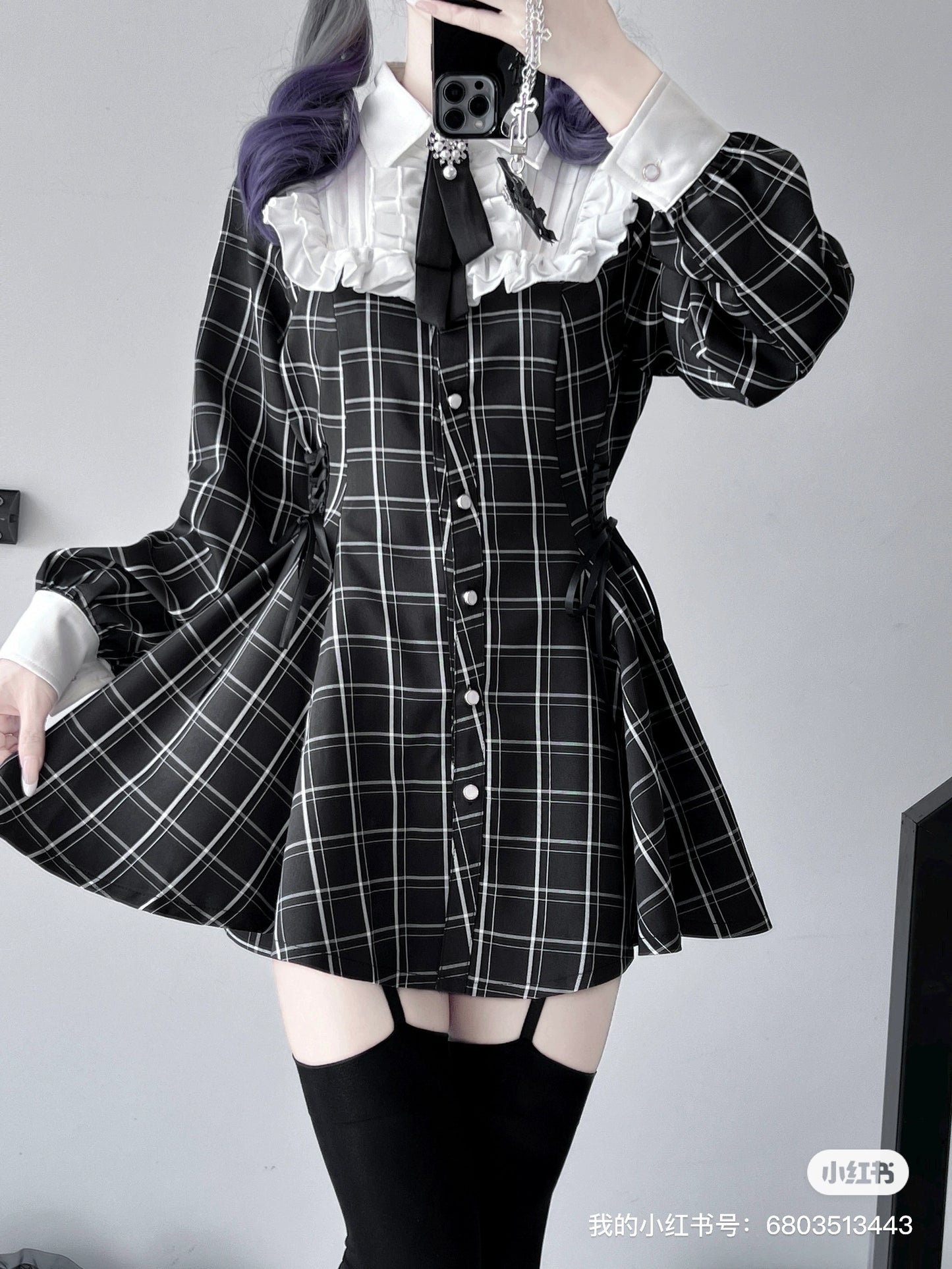 Frill Collar Long Sleeve Mini Dress KAN0009