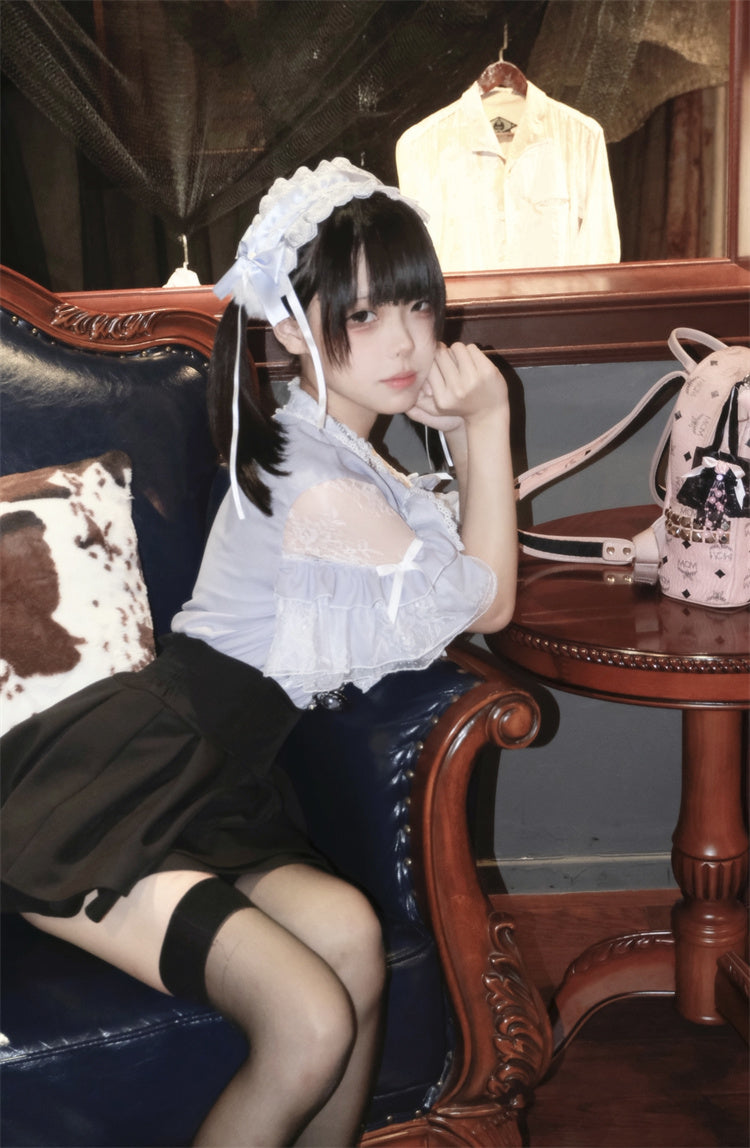 Lace Ribbon Off-Shoulder Short Sleeve Shirt BOX0011