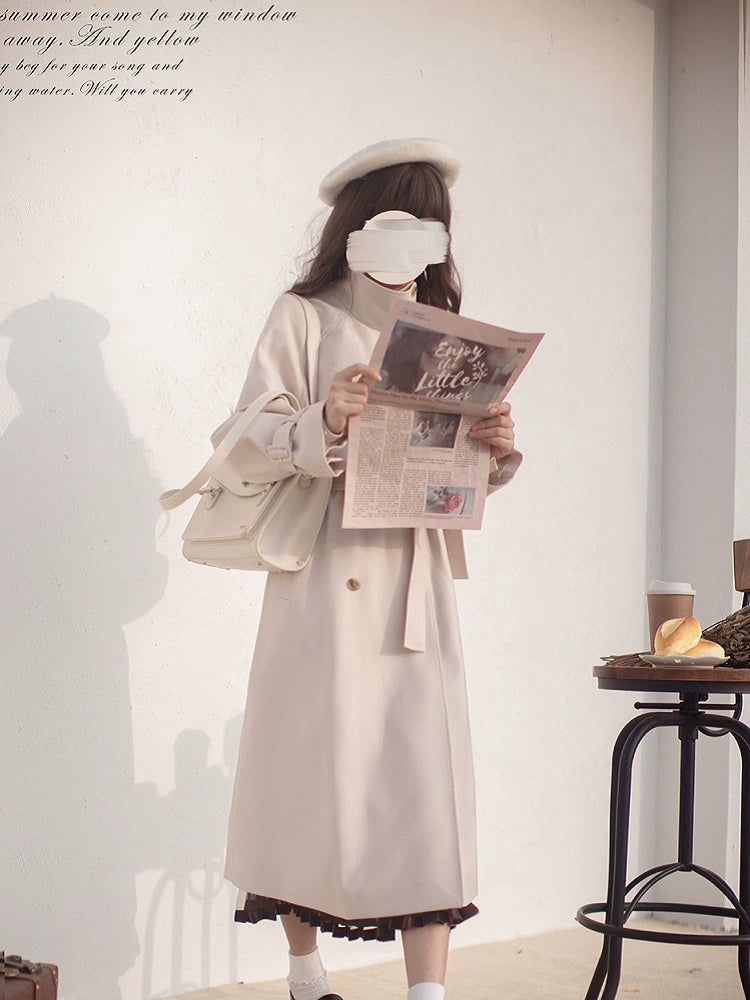 French Retro Beige Girly Coat HUT0123