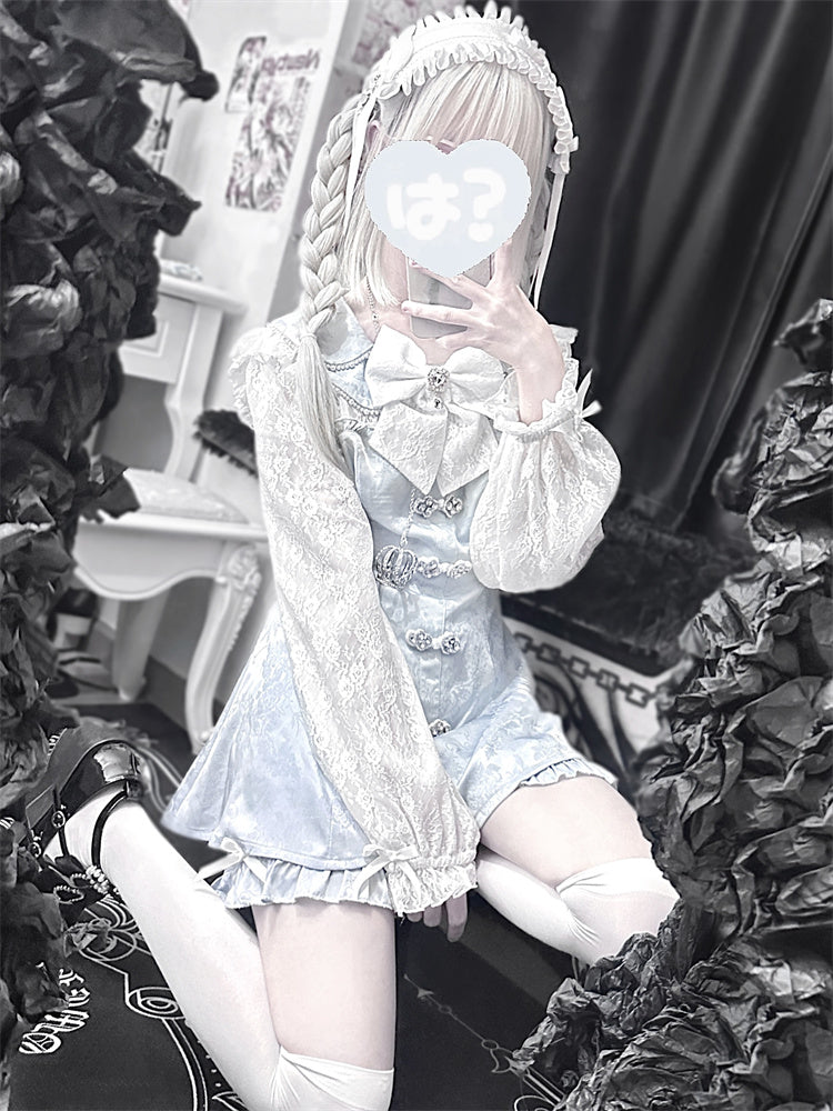 Long Sleeve Petal Collar Chinese-Style Dress BOX0007