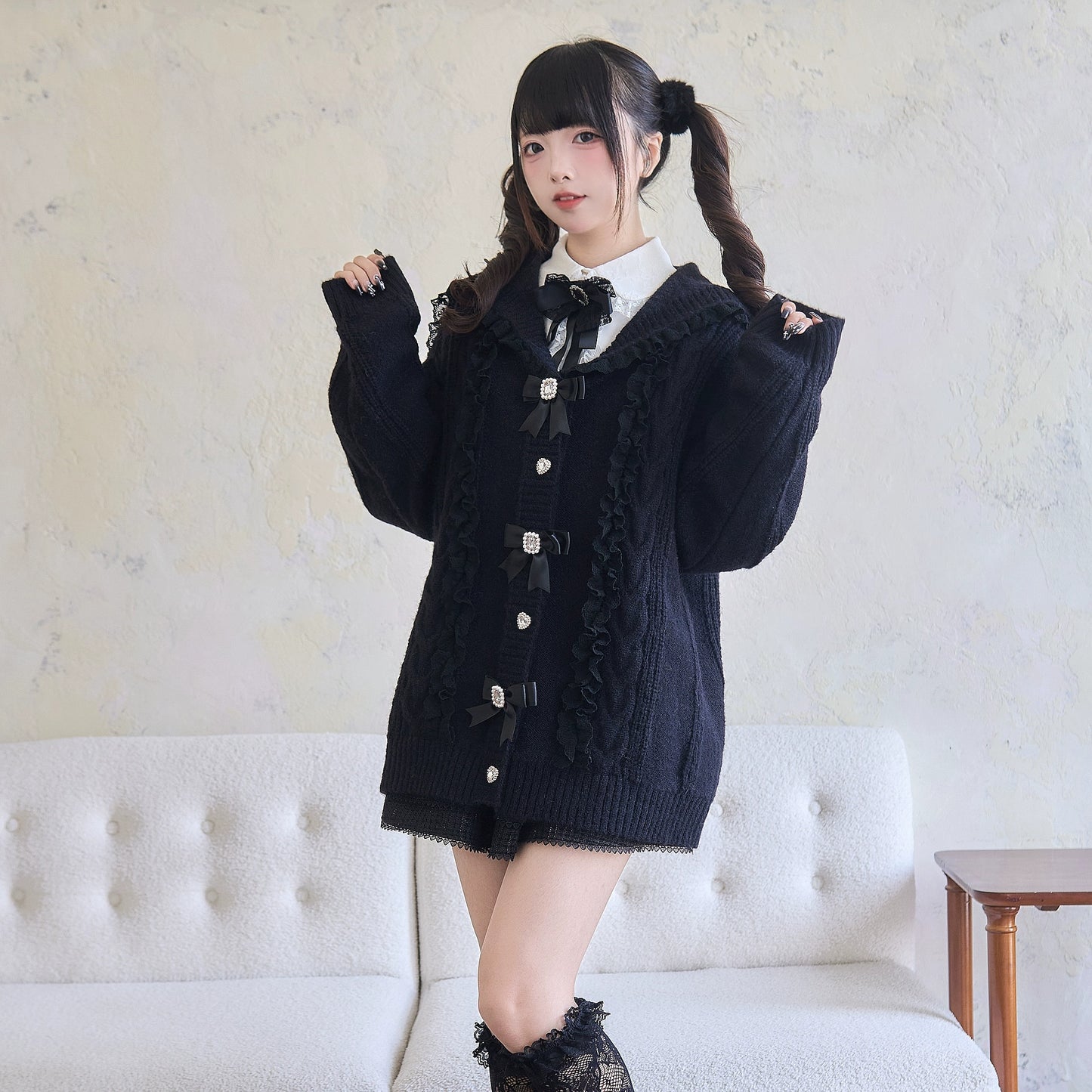 Ribbon Frill Knit Cardigan NOG0018