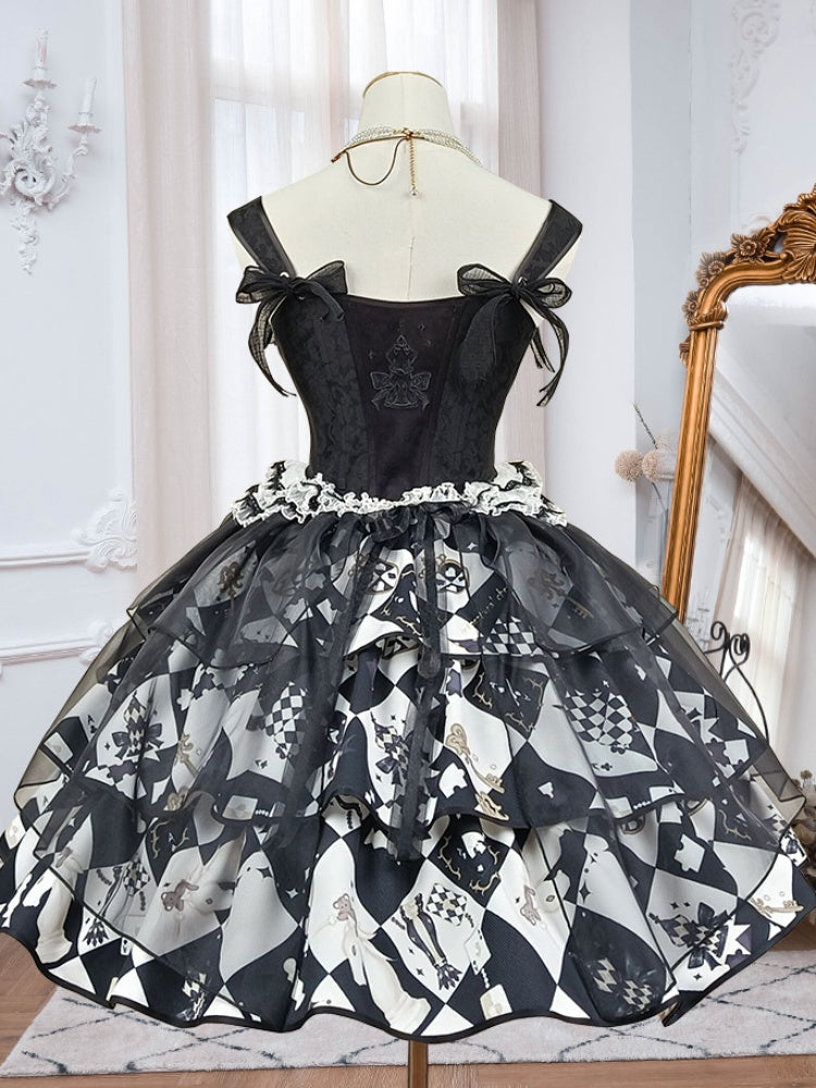 Casino Rabbits Playing Card Pattern Dress CHE0044