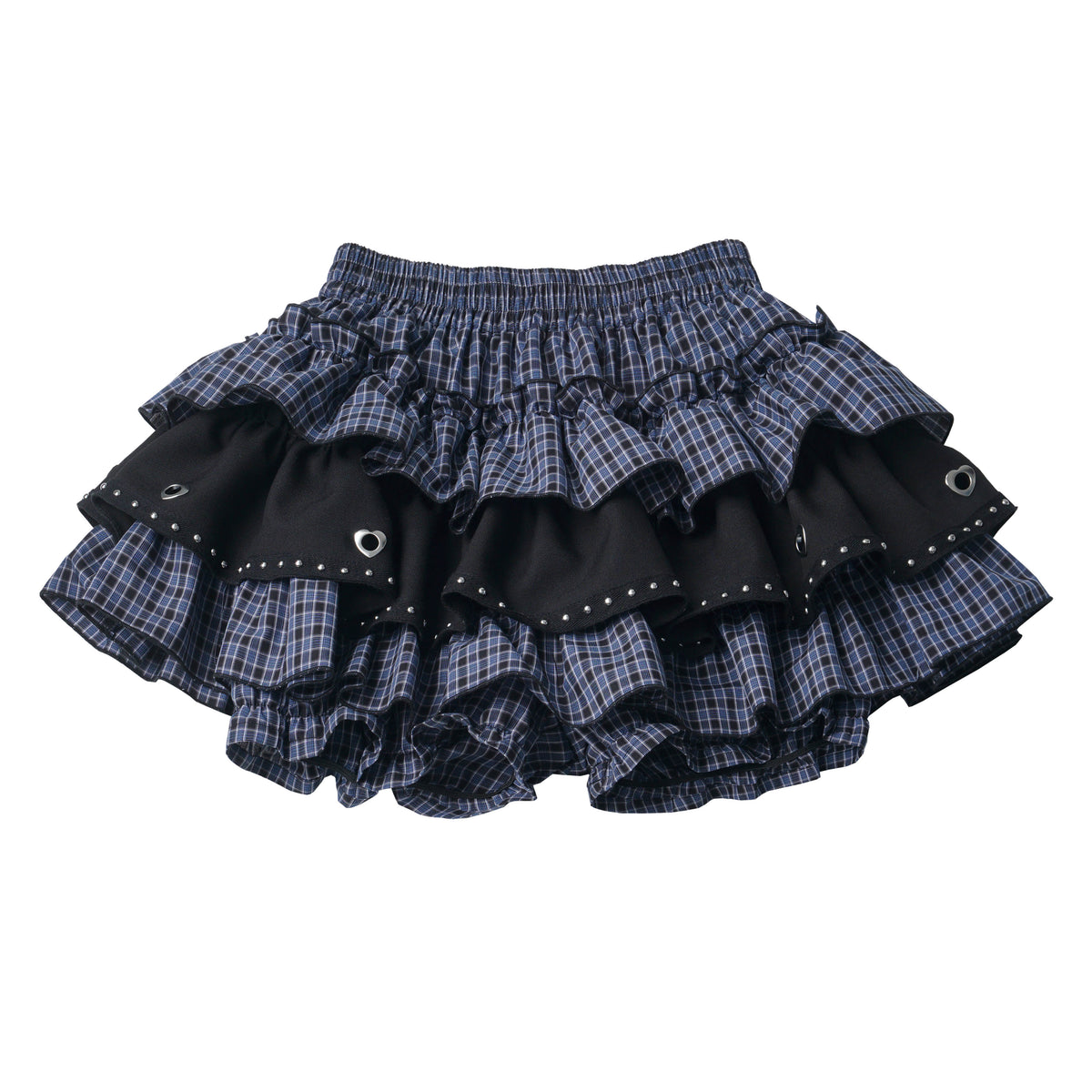 Graphic Print Tee And Plaid Tiered Skirt PIN0048