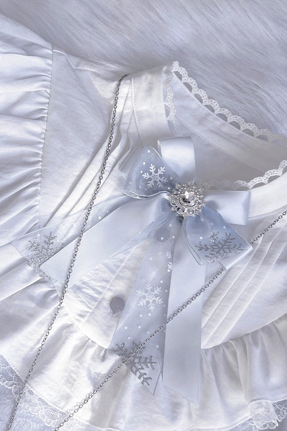 Lace Edge Long Sleeve Sweet Blue Dress LAL0116