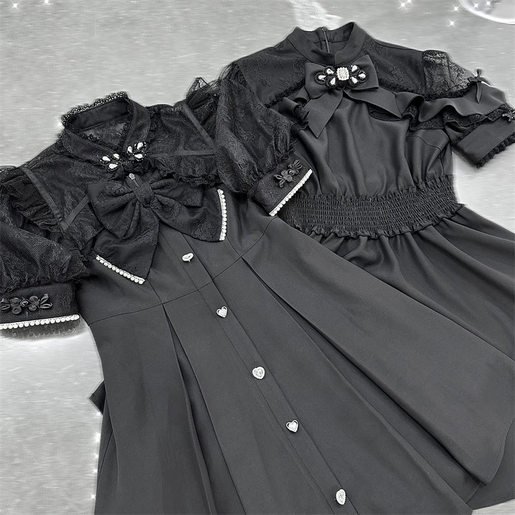 Short Sleeve Chinese-Style Off-Shoulder Girly Dress BOX0016