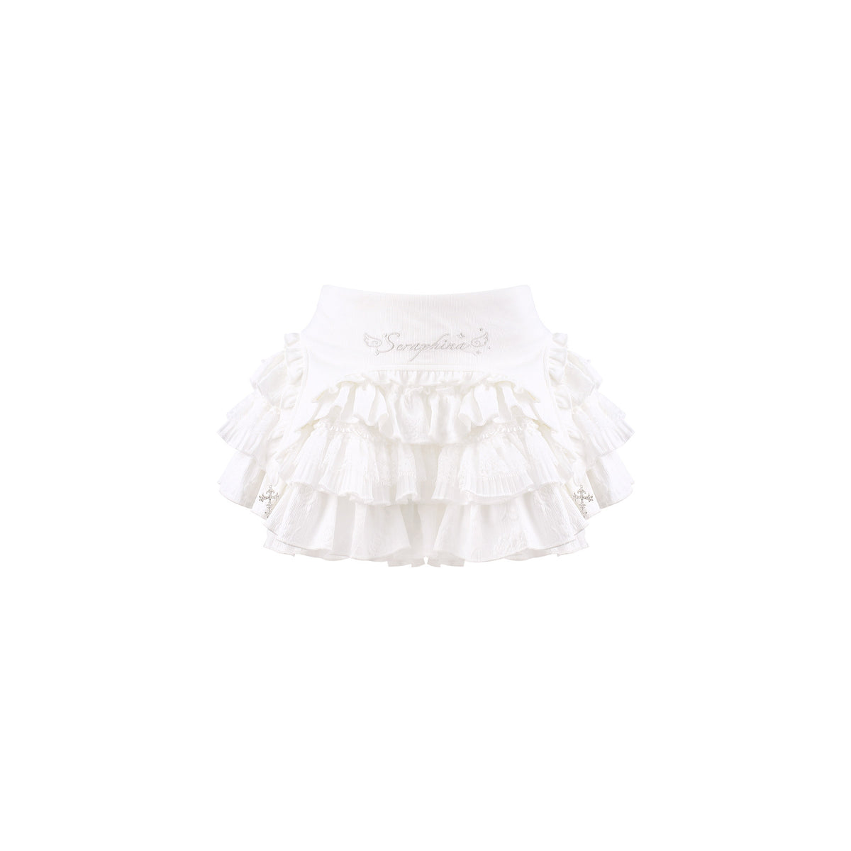 Off Shoulder Lace Up Top And Ruffle Cake Skirt Set SER0156