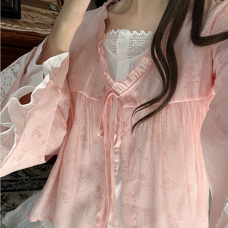 Faux Two-Piece Top Layered Shirt & White Cake Skirt LAL0092