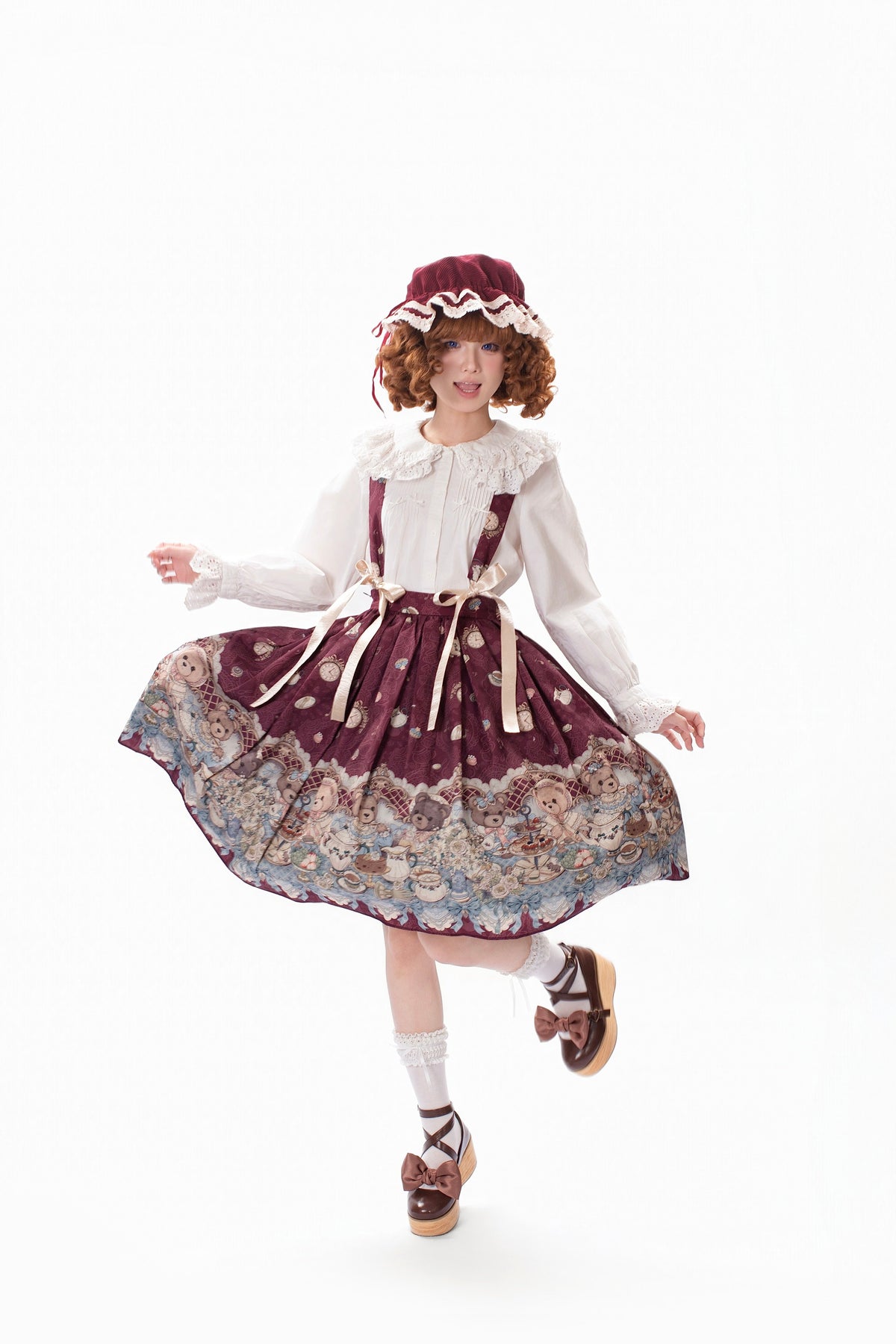 Teddy Bear Print Lolita Suspender Skirt ONE0027