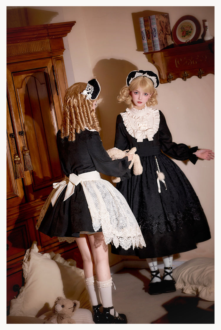 Doll-Style Lolita Lace Apron Twin Dress WIT0281