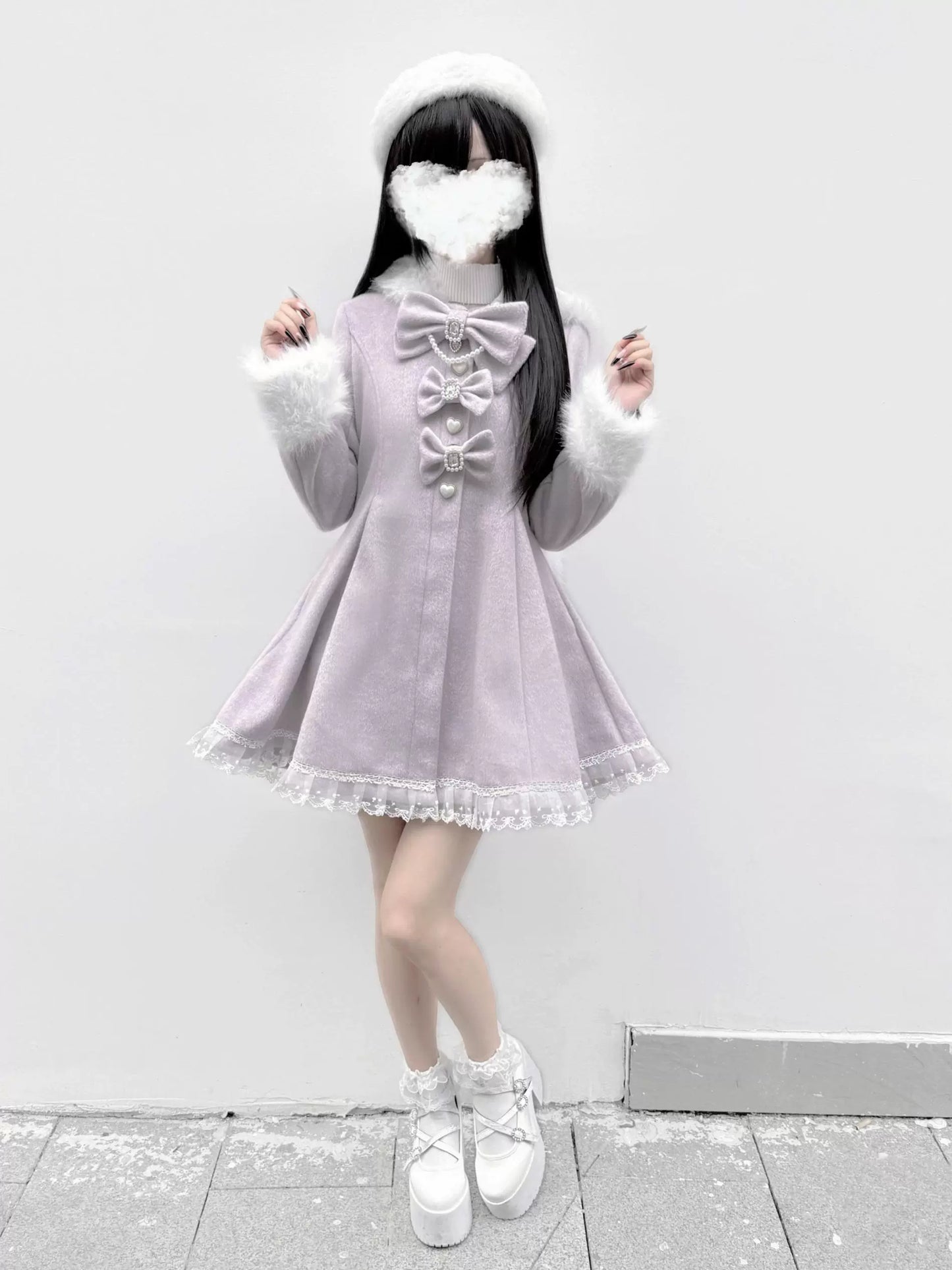 Bow Fur Trim Coat UND0034