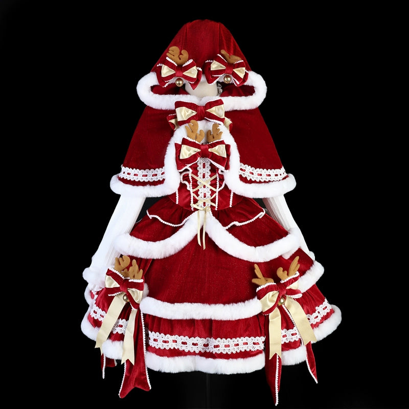 Christmas Symphony Lolita Hooded Cape Dress YOU0195