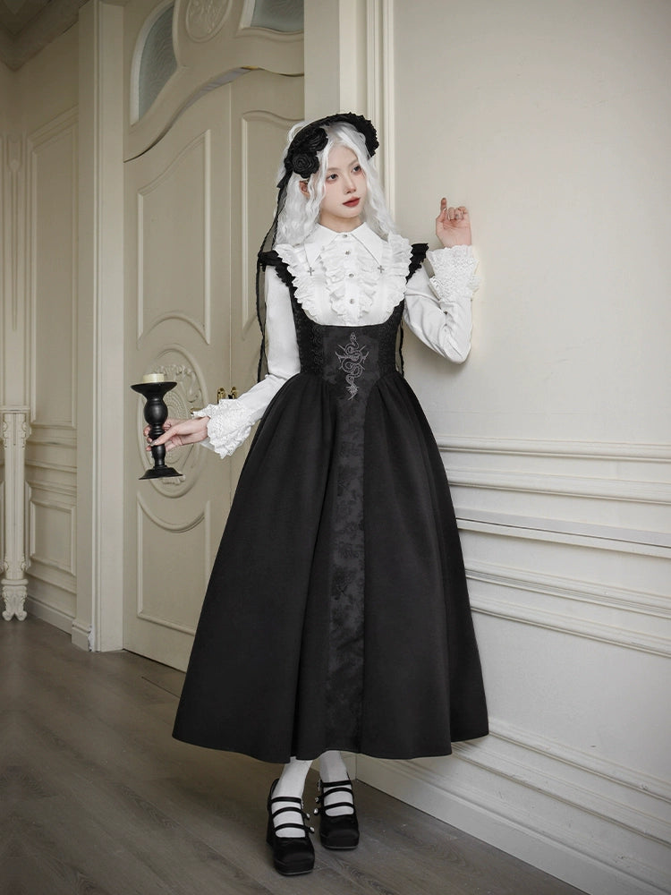 Gothic Cross Snake Pattern Embroidery Dress WIT0271