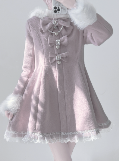 Bow Fur Trim Coat UND0034