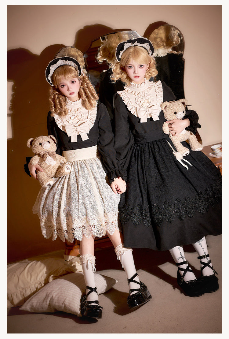Doll-Style Lolita Lace Apron Twin Dress WIT0281