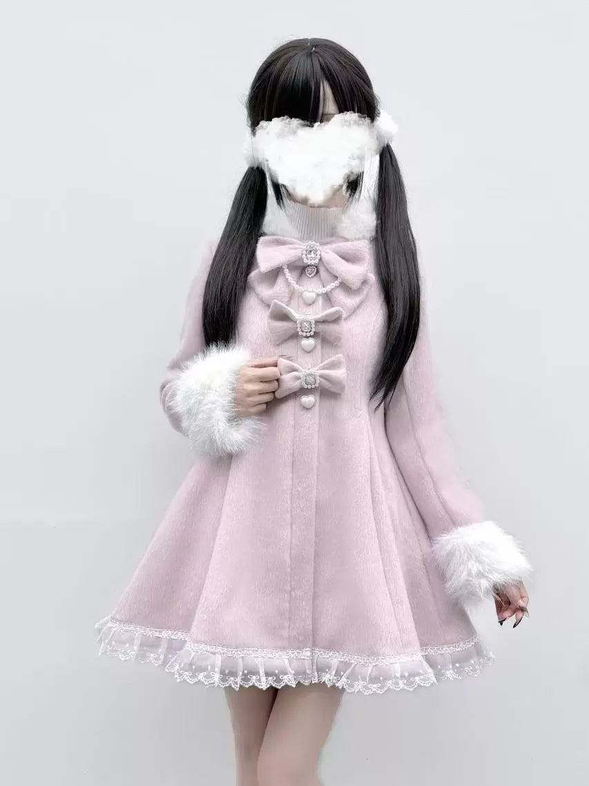 Bow Fur Trim Coat UND0034