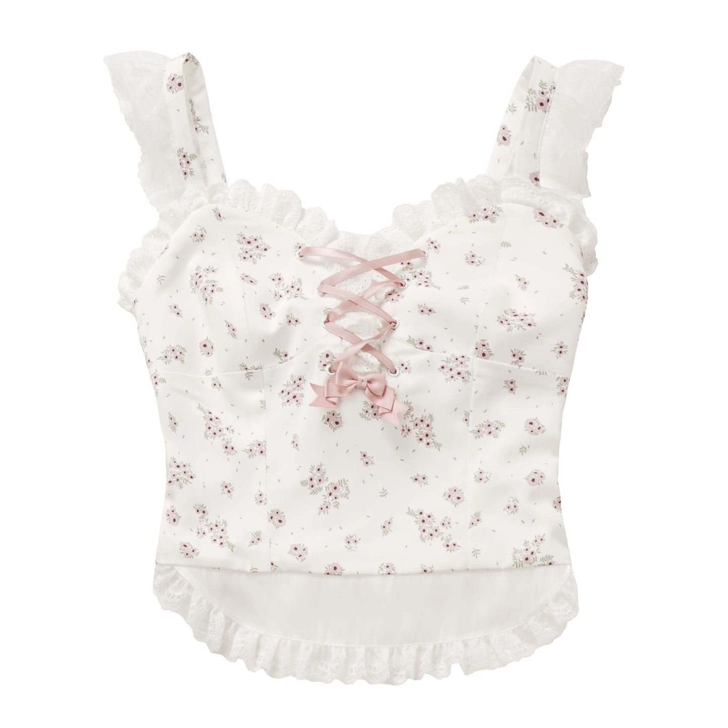 Girly Lace-up tops & Pink Pearl Skirt PIN0006