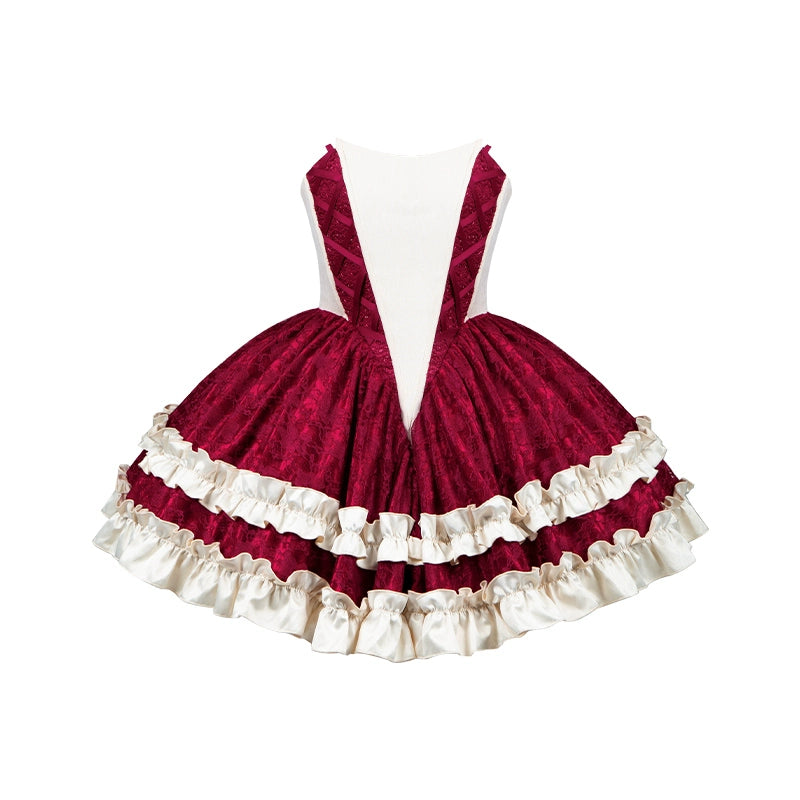 White Red Velvet Princess Dress WIT0275