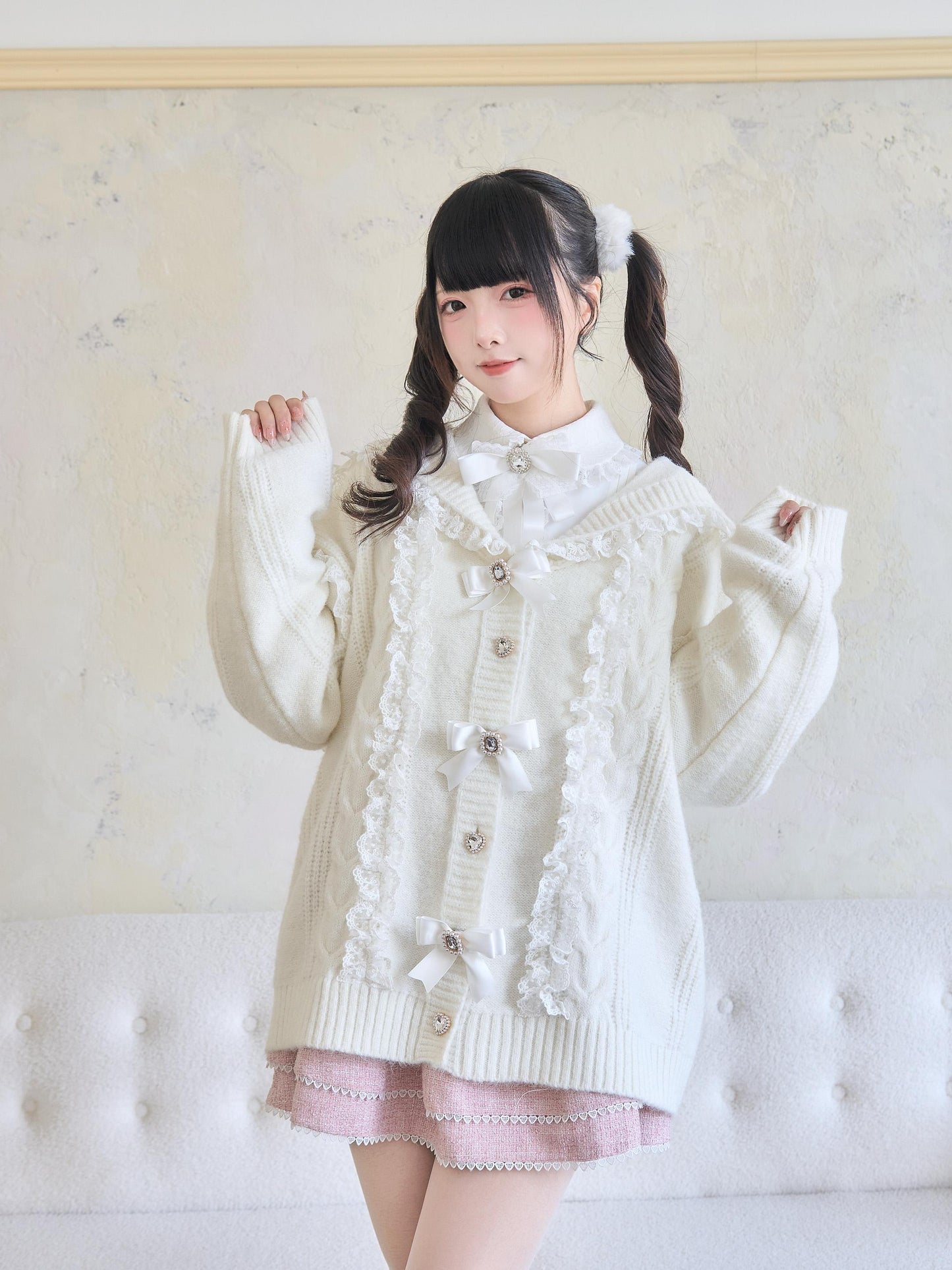 Ribbon Frill Knit Cardigan NOG0018